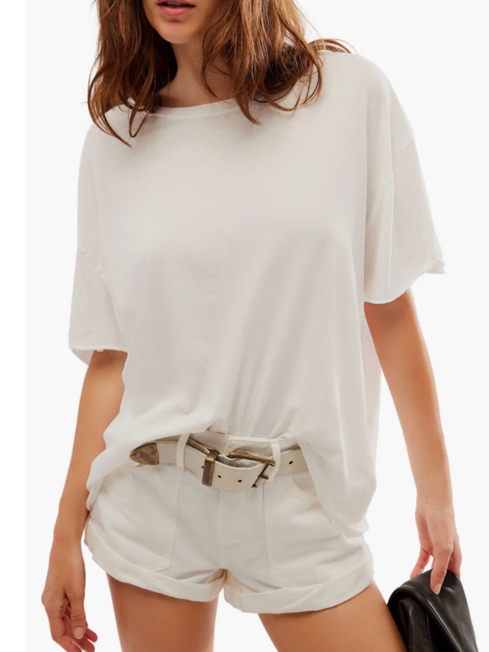 We The Free Oversized White "Nina" Short Sleeve Tee